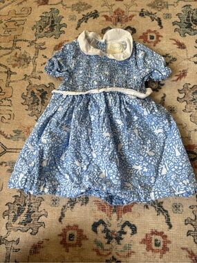 The Prairie Rachel Ashwell 24M Blue Bunny Floral Smocked Cottagecore Dress